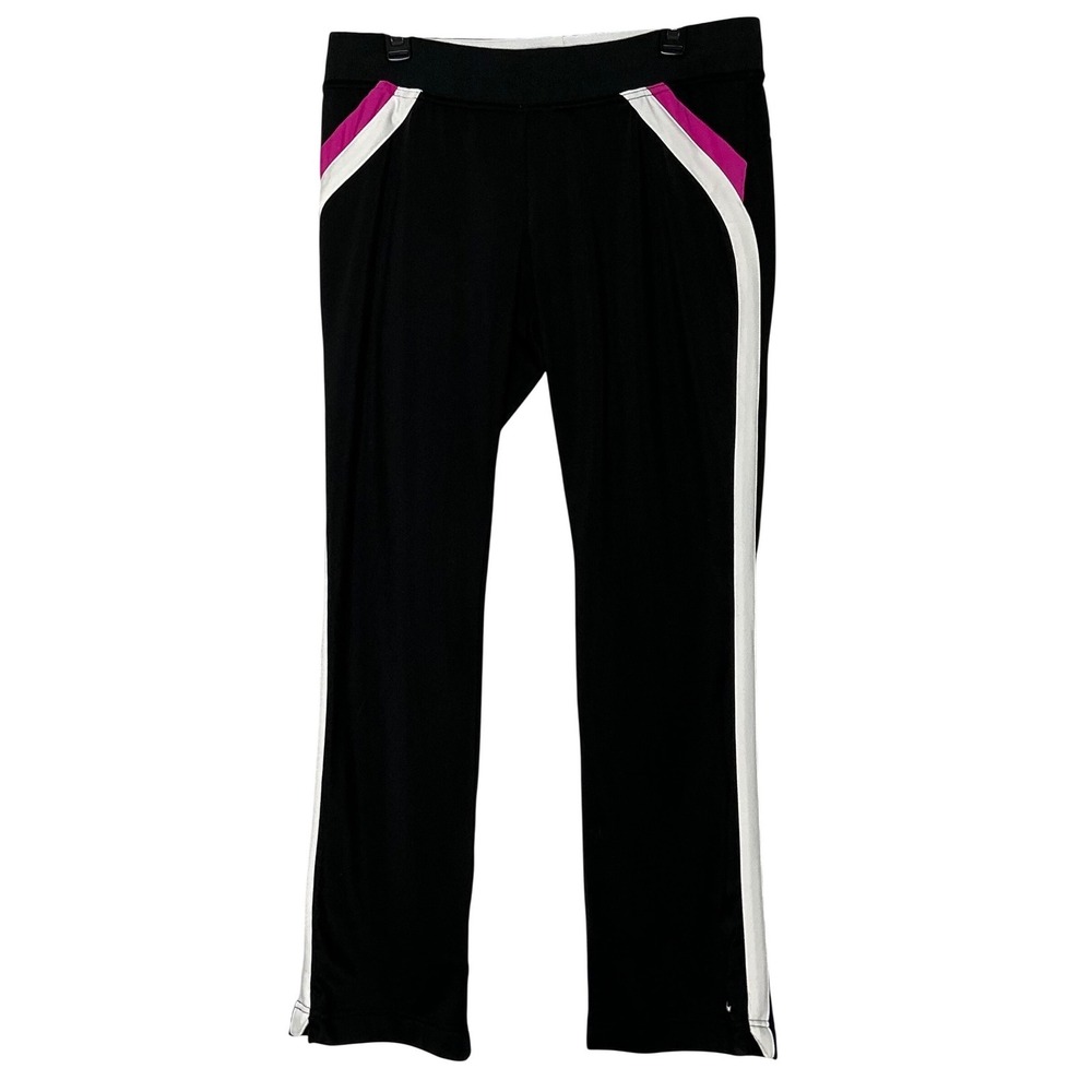 Nike Womens Track Pants Black Pink‎ White Stripe Straight Leg L 12-14